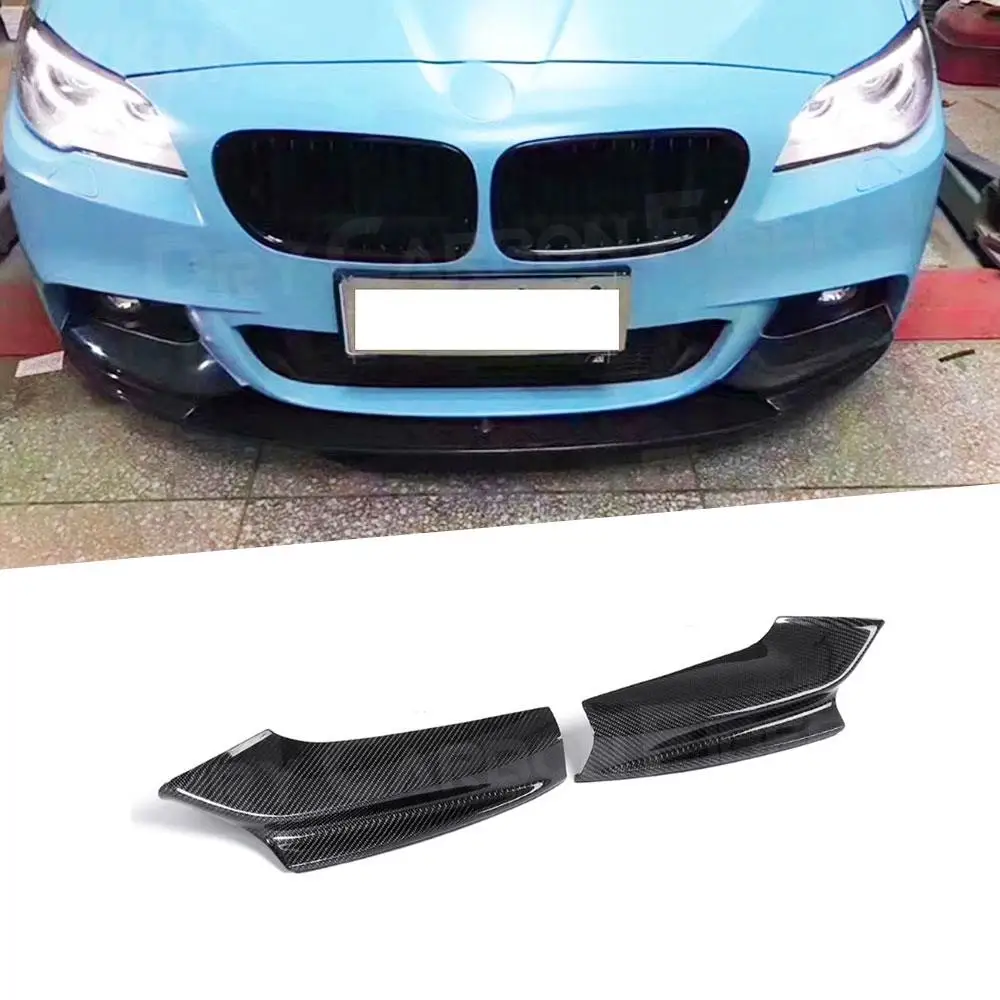 

2Pcs/Set Carbon Fiber Front Lip Splitters Aprons for BMW 5 Series F10 F18 M Sport Bumper 2011-2017 FRP Head Chin Flap Cupwings