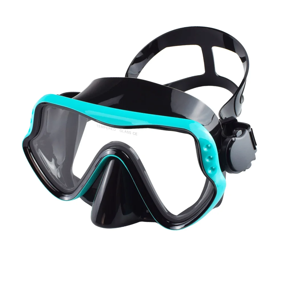 Diving Mask Swimming Goggles Scuba Snorkel Silicone Skirt Tempered Glass Panoramic HD For Adult Youth Anti-Fog with Nose Cover