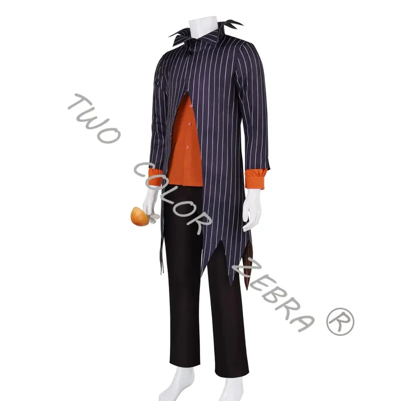 

A;3\v,7'd/Dorohedoro Season 2 Kemuri Cosplay Costume Purple Striped Trench Coat Layered Shirt Black Pant Mask Set Hallw.3;v'6\b/
