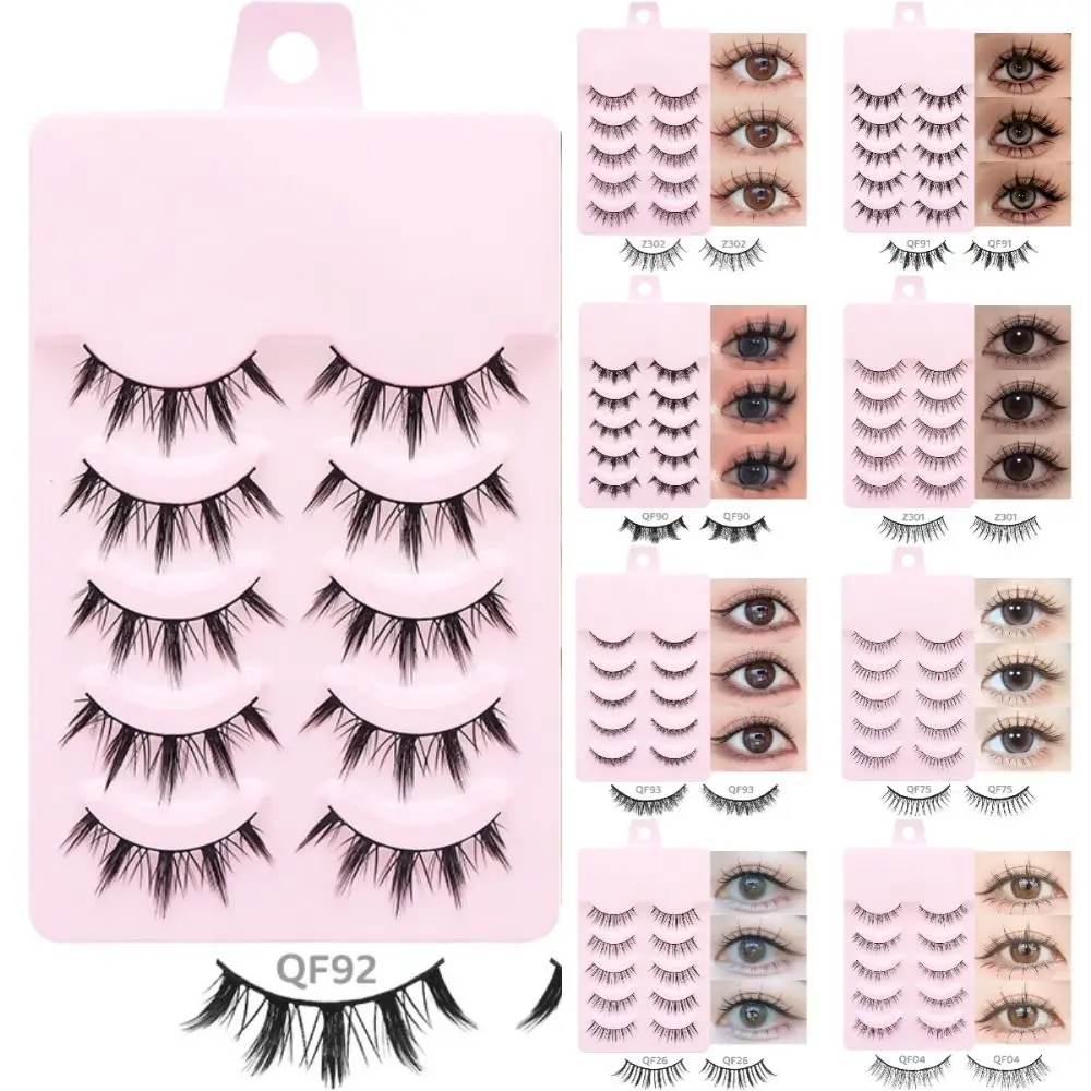 ยอดนิยม 5 คู่ Manga Lashes หลายรูปแบบ DIY Faux Mink Lashes Handmade อะนิเมะคอสเพลย์ Cat Elf Eyelashes Party Supplies