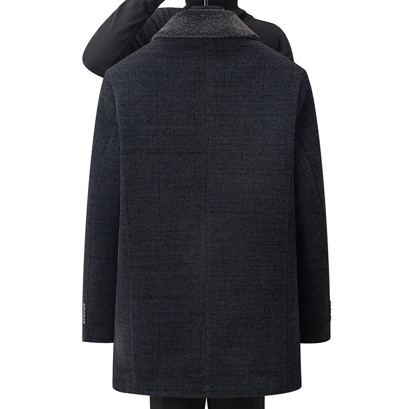 Men Woolen Coats Men's business Casual Trench Coat Winter Coat with wool inner liner Men 2024 Autumn and Winter Wool Coat forMen