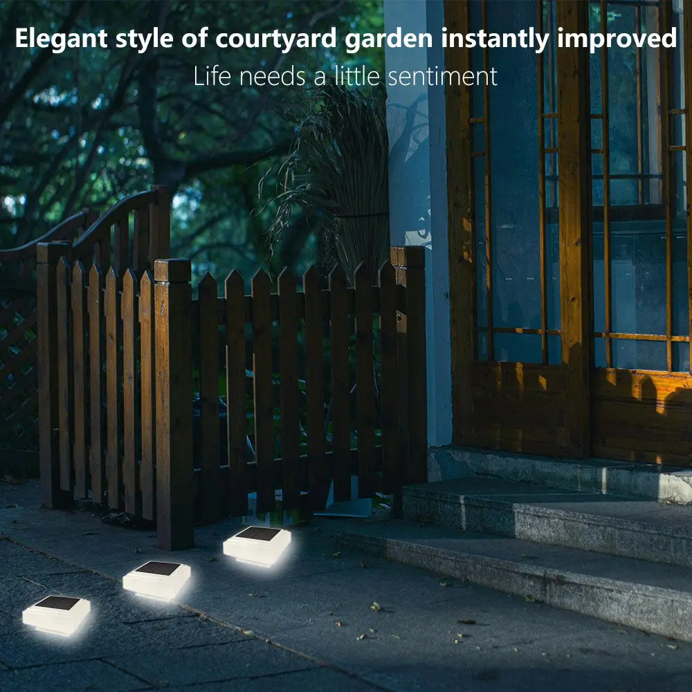 

Водонепроницаемый солнечный светильник для столбов, квадратный, на солнечной энергии, для освещения колонн, белый/теплый свет, для забора, террасы, колонн