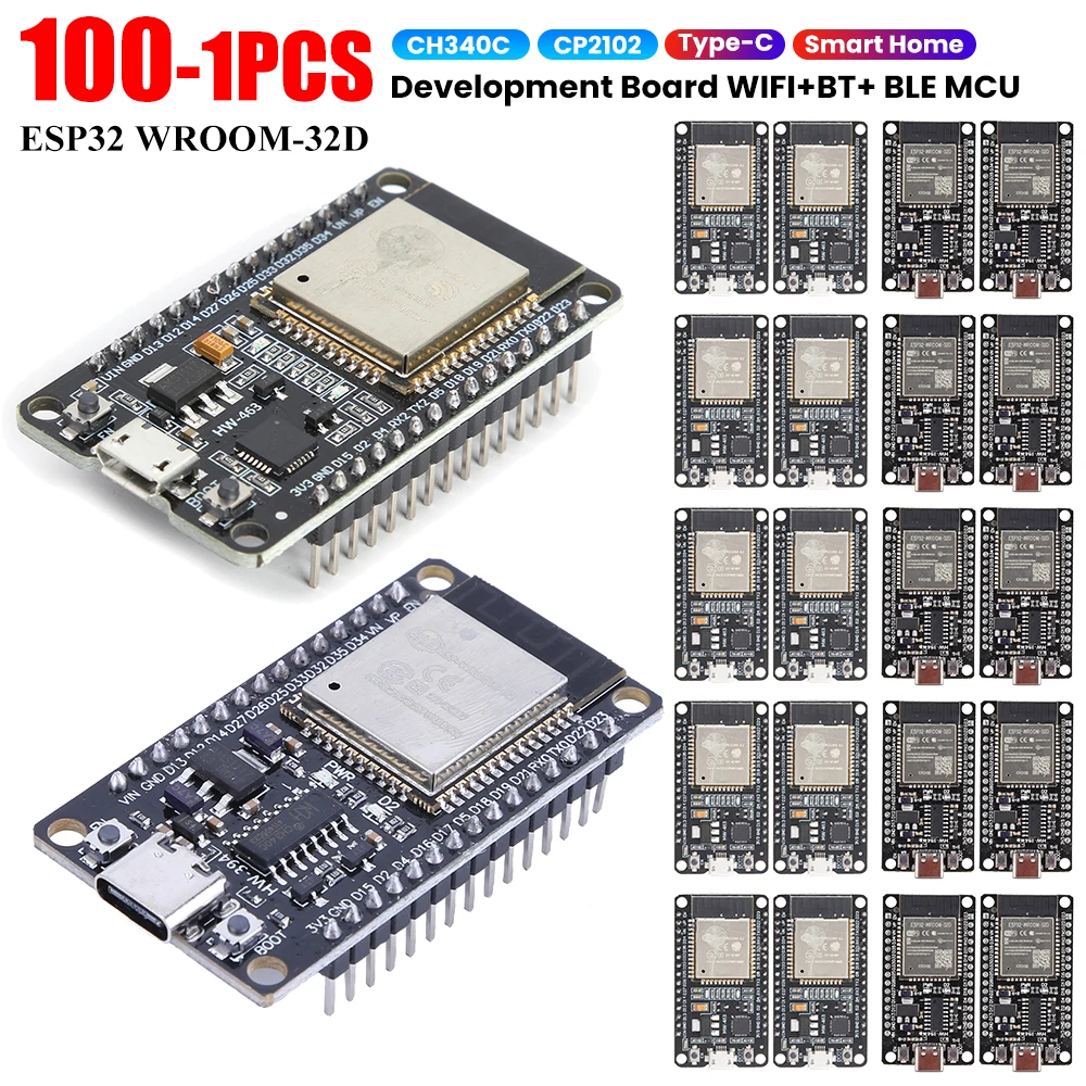 100PCS-1Smart Home ESP32 WROOM-32D Zigbee Sensor Development Board WiFi+BT IOT Development Board Digital Thermostat Assistant