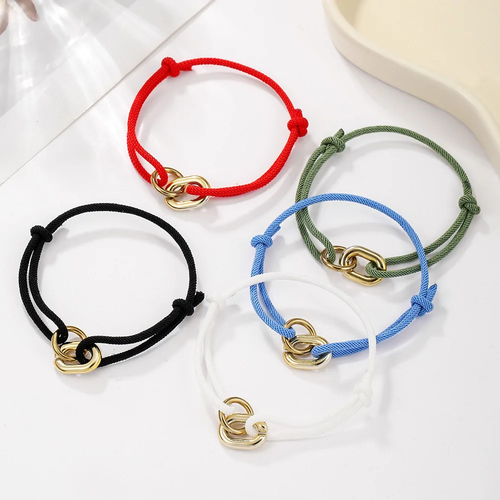 Bohemian Color Braided Rope Bracelet Retro Simple CCB Clasp Men Bracelet Fashion Party Jewelry Accessories