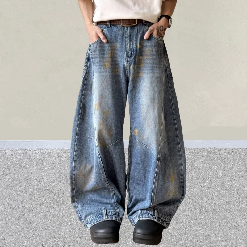 Pantalones Vaqueros Anchos de Mezclilla Lavados y Pintados Estilo Y2K 2026 para Hombre, Ropa Vintage, Pantalón de Pierna Ancha, Pantalon Homme