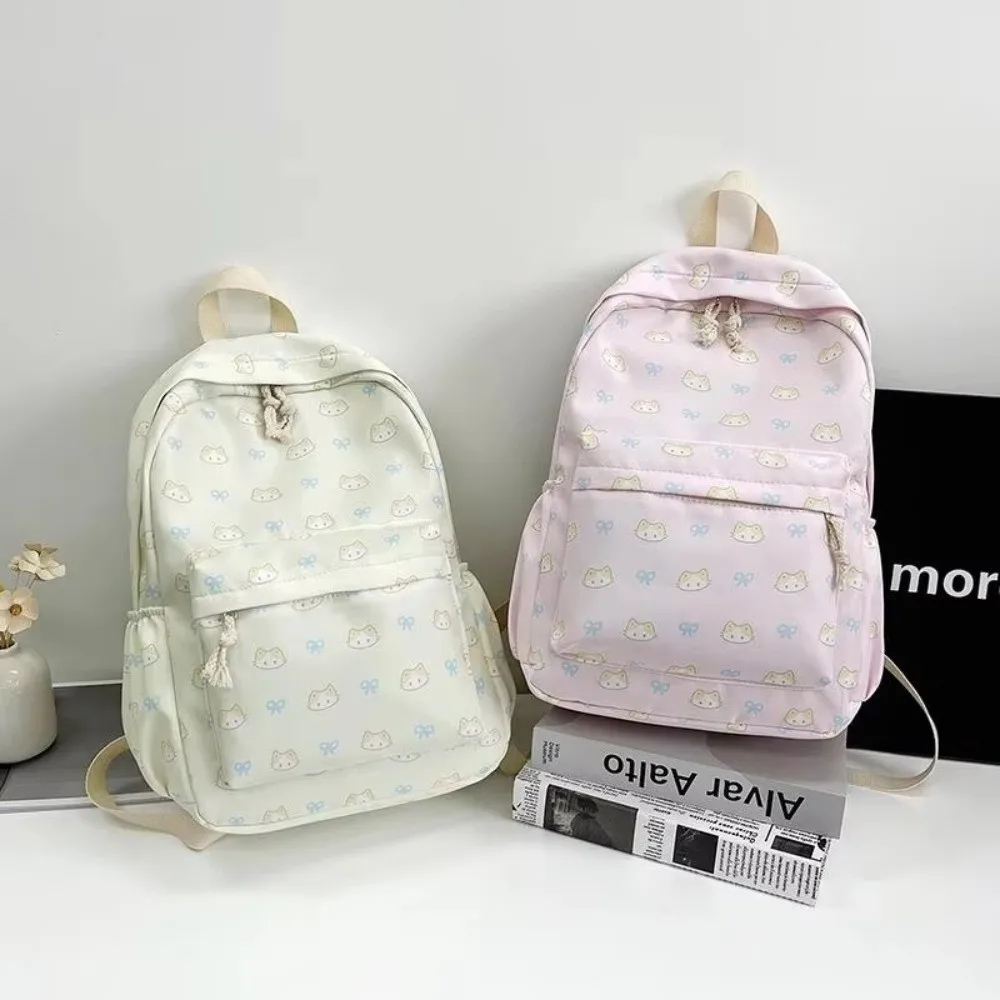 Casual Cartoon Cat Printed Student Schoolbag Large Capacity Lightweight School Bags Waterproof Multi-compartment Travel Bags