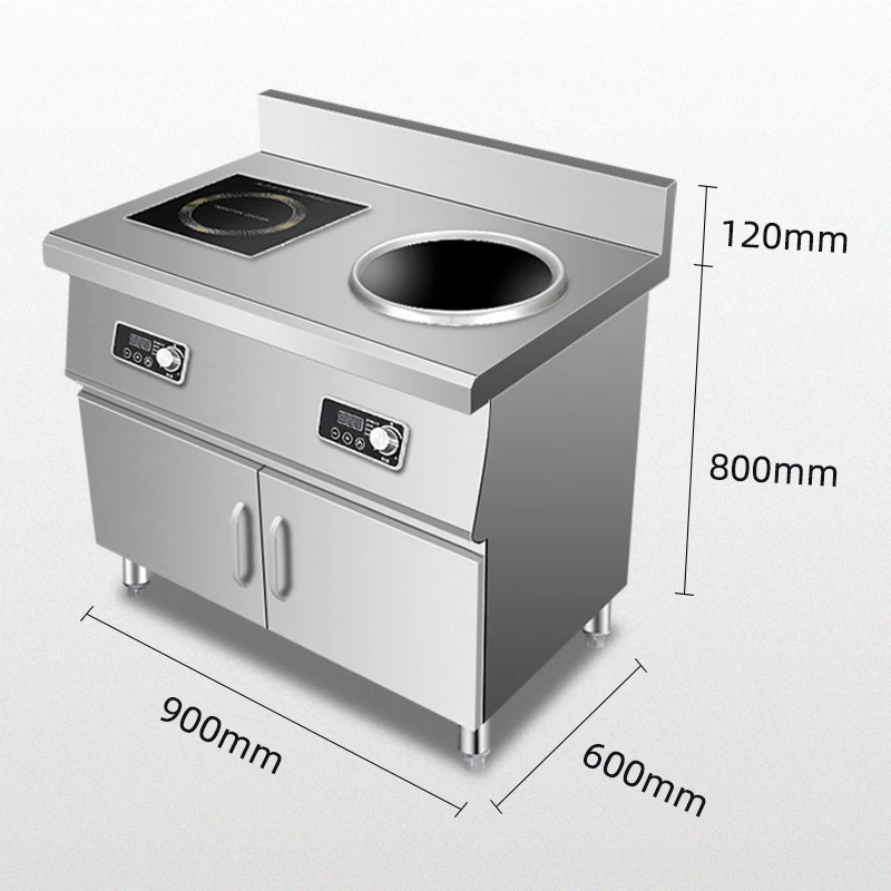 In-Smart High Power Double Wide 2 Burner Commercial Kitchen Equipment Concave Furnace Induction Wok Range Station Cooker Large