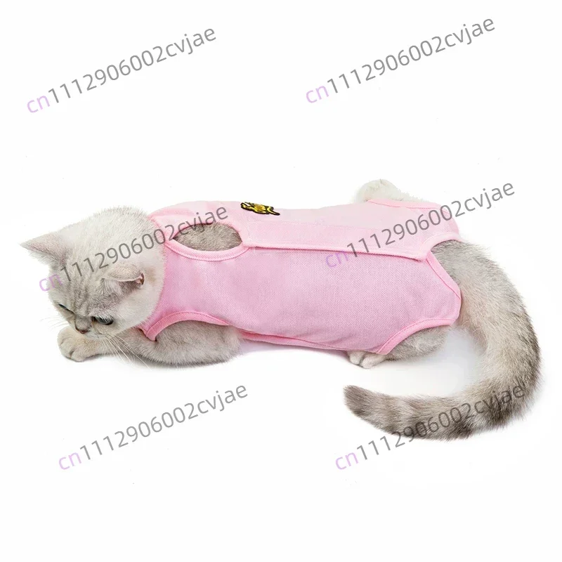 Spring Summer Cat Surgery Recovery Suit Anti-Licking Weaning Four-Leg Home Wear