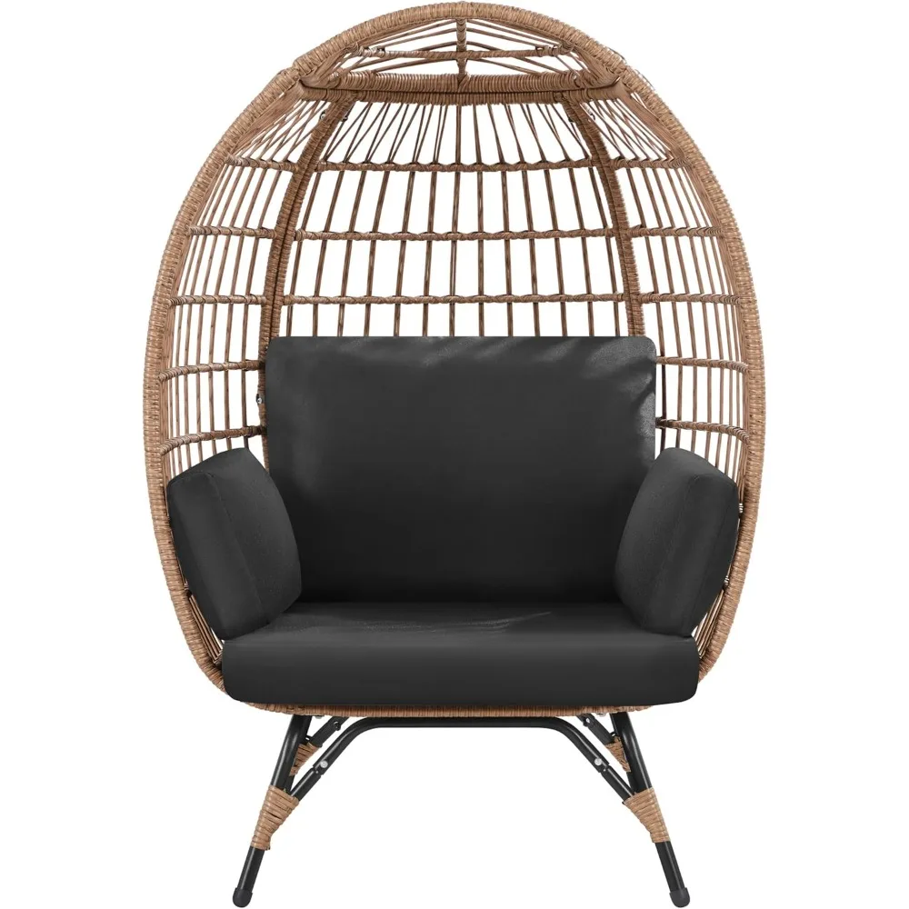 

Egg - shaped Rattan Chair, PE Material, 4 Cushions, Indoor/Outdoor Use, for Patio, Backyard, Living Room