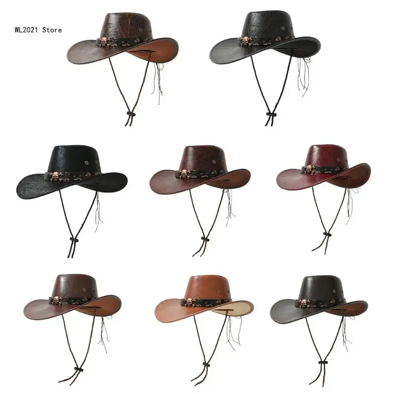 Fedoras Cowboy Hats Black Wide Brimmed Dress Up Cowboy Hats Surprise Gift for Boyfriend Father Uncle Casual Hat