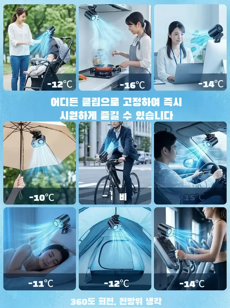 Semiconductor Cooling Car Fan Outdoor Portable Usb Clip On Portable Desk Fan With Led Display 360 Rotation Quiet For Car Camping