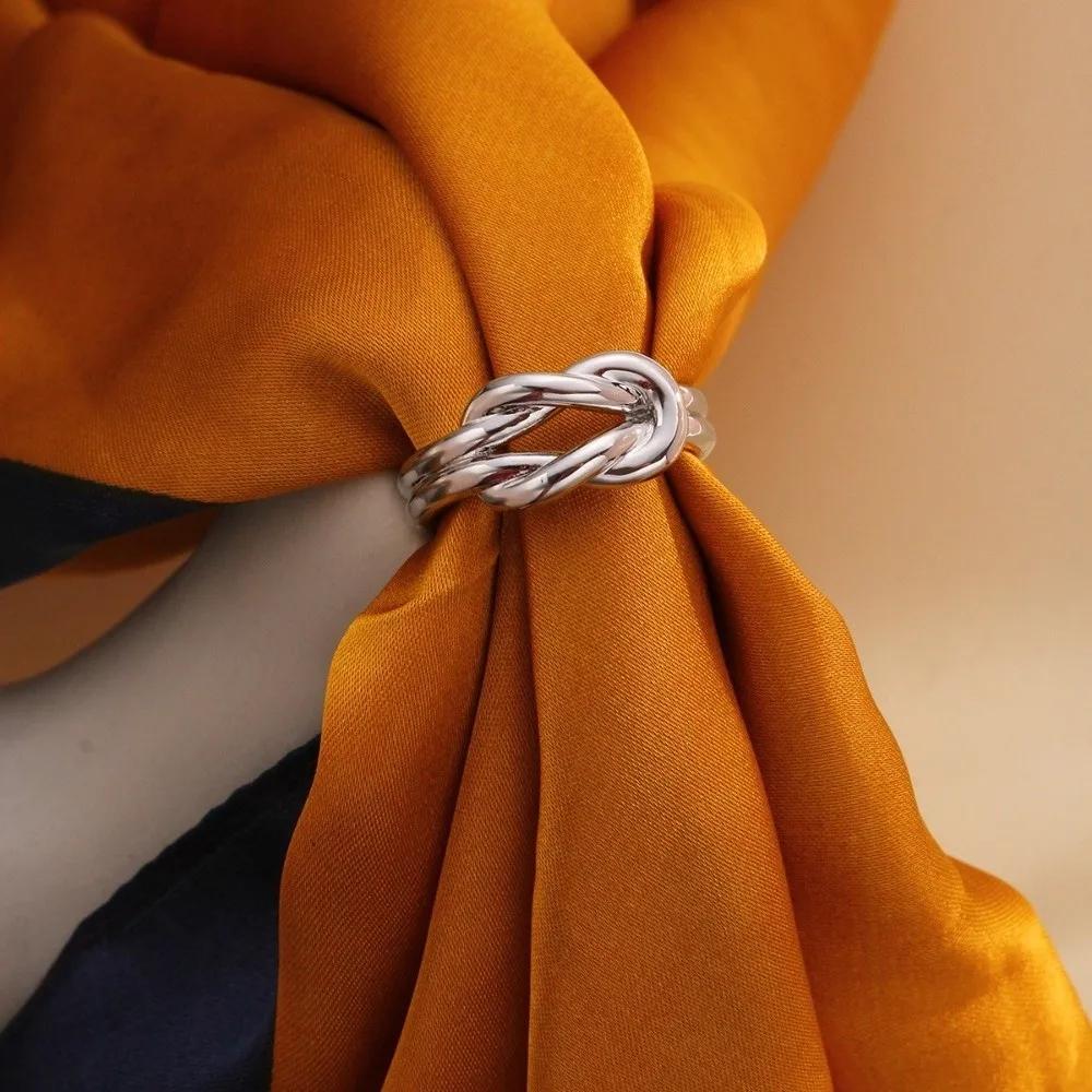 Double Happiness Knot Scarf Ring Buckle Solid Color Mini Versatile Shawl Rings Clip Metal Alloy Multi-Functional Scarf Accessory