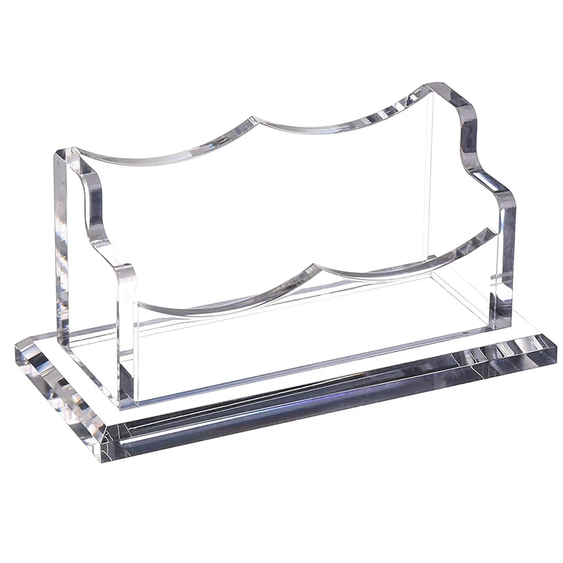 Clear Horizontal Business Card Holder Stand For Desk, Acrylic Desktop Display Name Cards Holders Organizer Storage Rack Durable