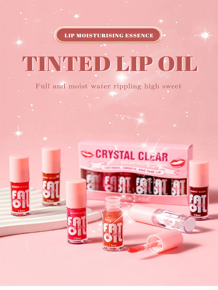 MAGIC CASA 6 pz/set Gelatina Idratante Olio Per Labbra di lunga durata Idratante Liscio Scintillante Liquido Idratante Per Labbra