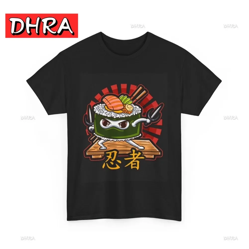 

Sushi Ninja Graphic Tee Breathable Cotton T-Shirt Fun Japanese Food Short Sleeve Top for Men