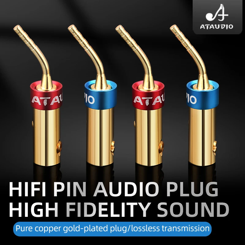 ATAUDIO 8PCS HiFi Banana Plug Pure Copper  Banana Connect for Speaker Cable Pin  Musical Audio