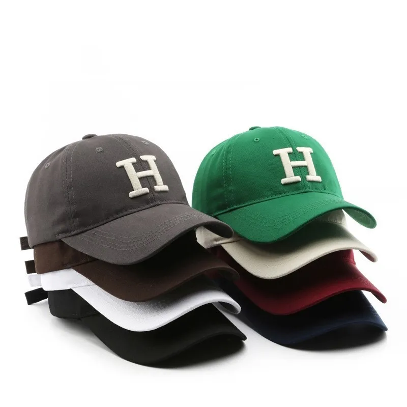 Hat female summer lovers Korean version of fashion embroidery letter H curved brim baseball cap casual sun shield cap