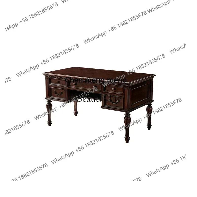 New arrive  American solid wood desk gold silk teak home desk retro book desk and chair