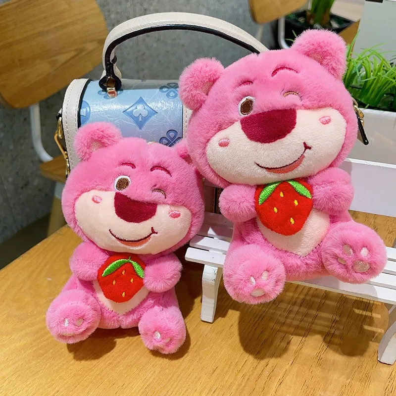 Disney Strawberry Bear Hug Doll Plush Backpack Hanging Keychain Pendant Best Birthday Gift Christmas Gift for Girls