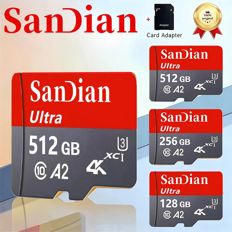 Secure Memory Card 64GB 32GB TF Cards 256GB Micro TF SD Card 512GB SD Cards V30 for GoPro/Speaker/Mobile/PC Mac/Car Camera