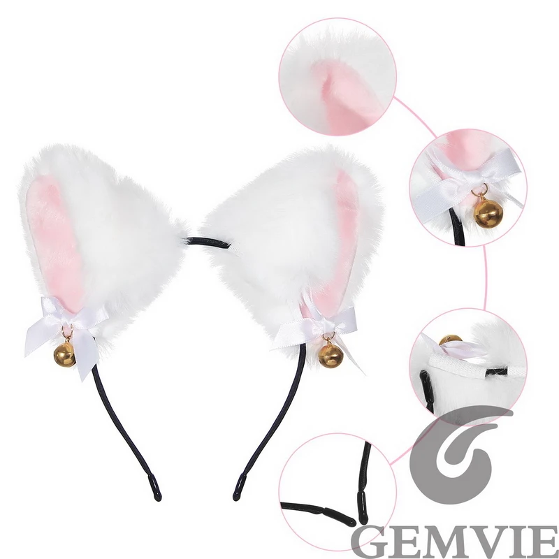 Cerceau d'oreille de chat en peluche pour filles, noir, blanc, bandeau doux pour femmes, bandeau de sauna, cosplay de fête, accessoires pour cheveux, mode