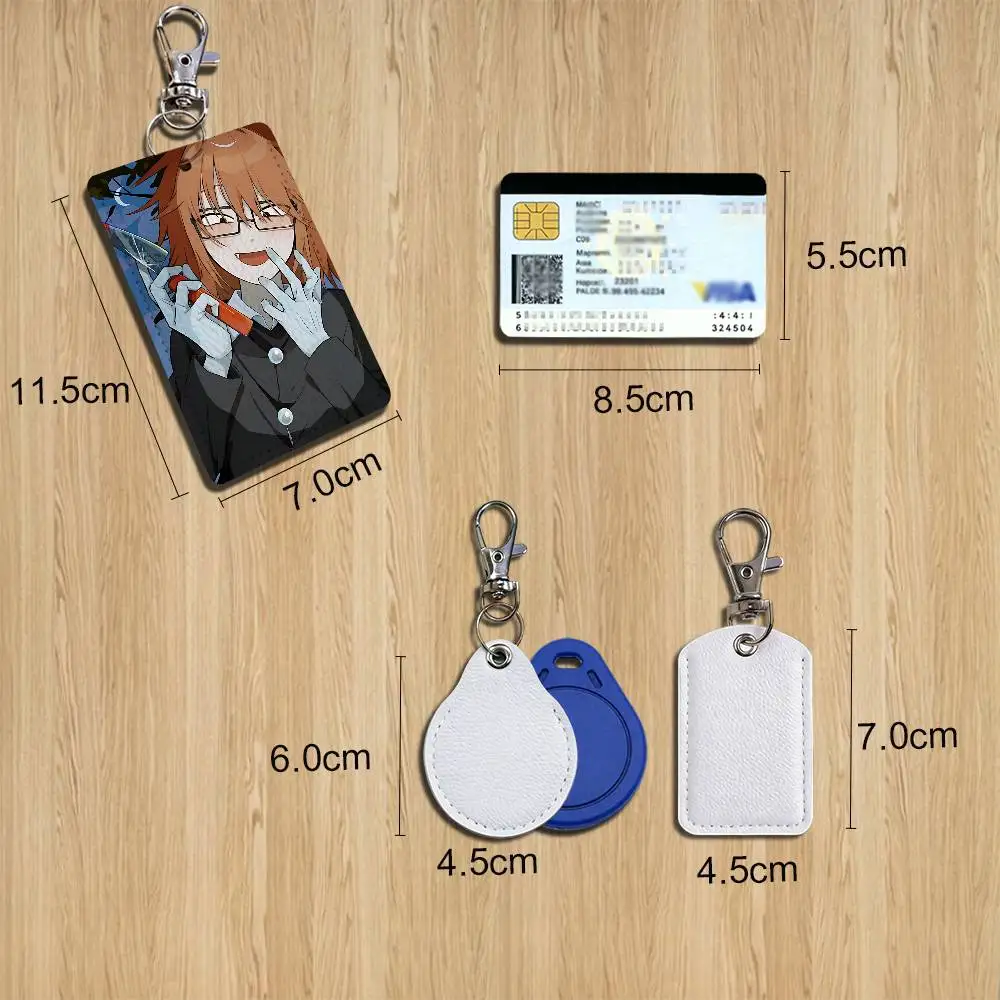 Satoru Tsukada Randal Luther Von Ivory Leather Card Holder with Exquisite Keychain purpose Case for Metro ID Access Badge