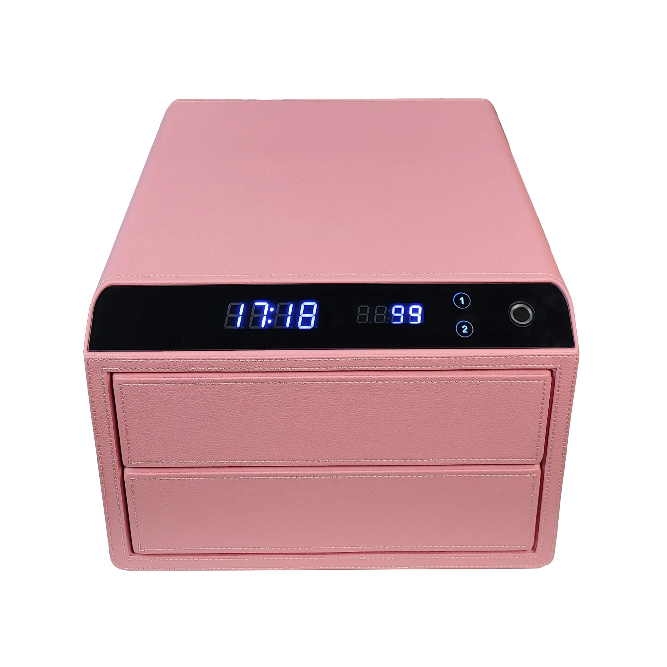 Deluxe Smart Leather Safe  Fingerprint Digital Home Use Jewelry Security Drawer Safe