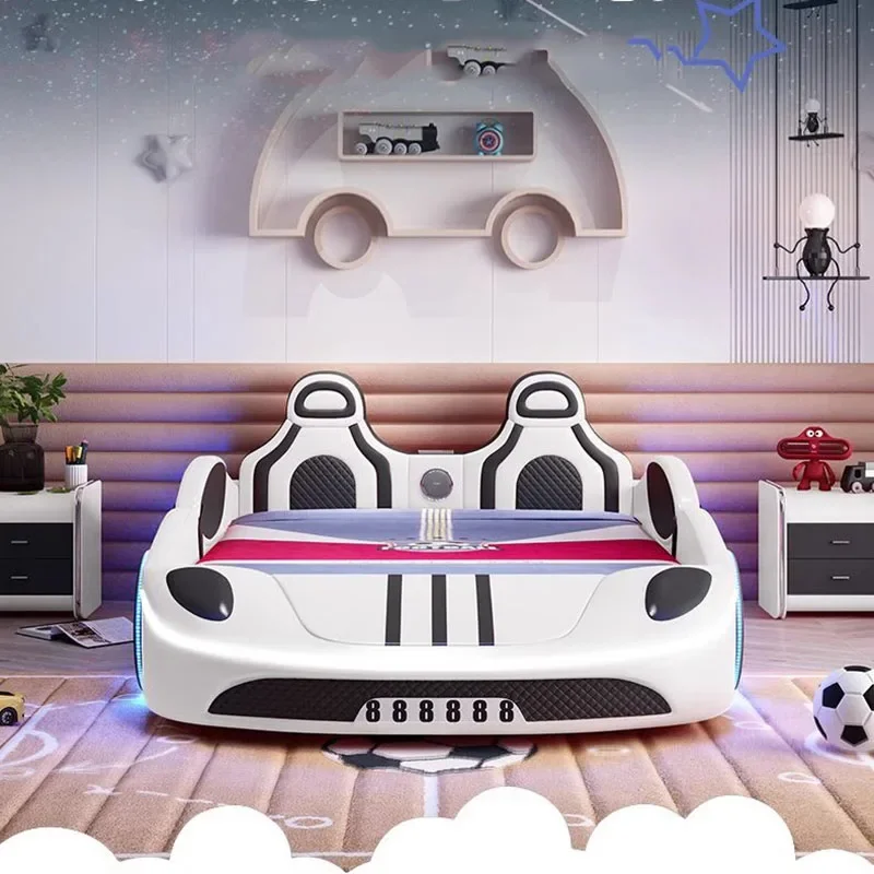 Cama de madeira para bebê para crianças, Beliche de slide branco, Móveis dobráveis, Designer Car, Pequena criança, Crianças