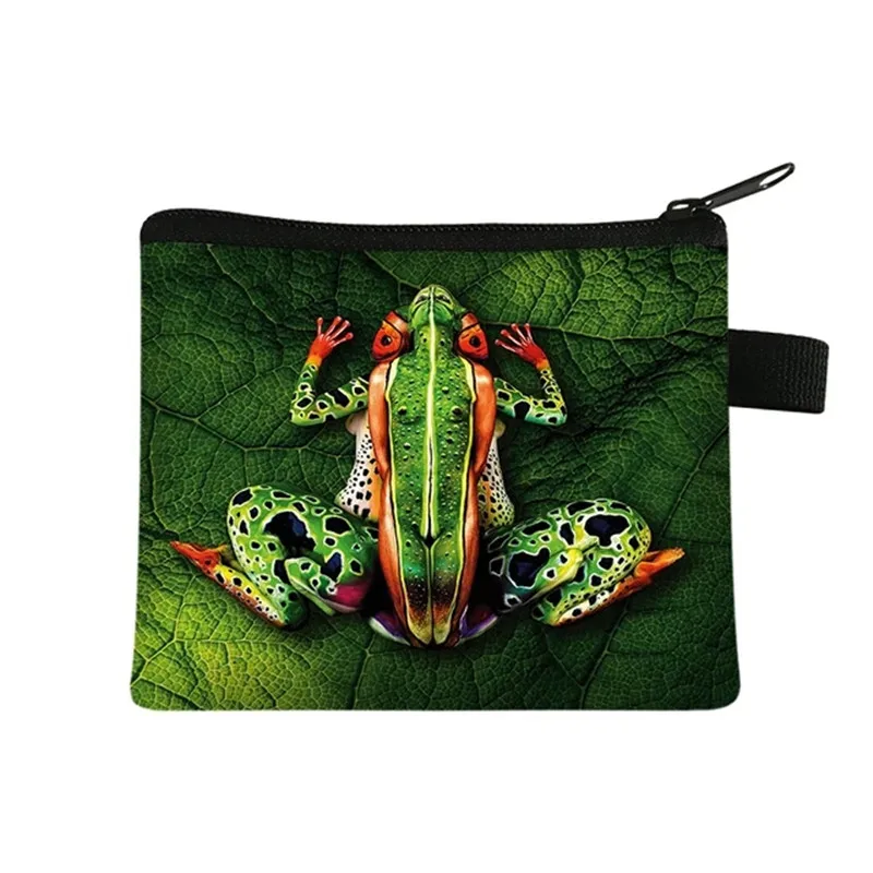 

Reptiles Frog Chameleon Spider Snake Print Coin Purse Credit Card Holder Money Coin Bag Girl Wallet Small Handbag Cute Purses