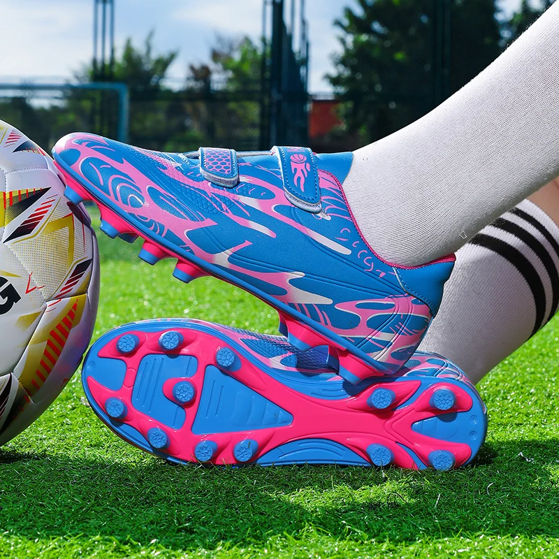 

Классические модные розовые детские футбольные кроссовки, большой размер 39, длинные шипы, футбольные бутсы, детские профессиональные кроссовки для футзала