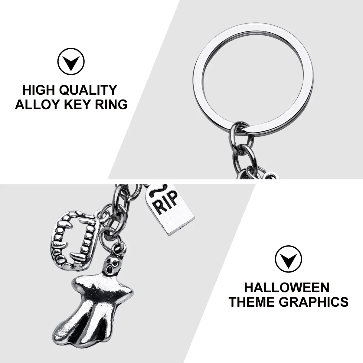 Key Chain Keychain Ring Party Halloween Holder 7x3x02cm Alloy Zombie Teeth Keyring for Hanging Pendant