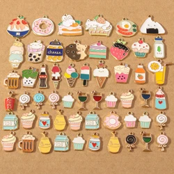 10pcs Enamel Food Drink Charms for Jewelry Making Cake Milk Cola Ice Cream Pendants DIY Necklace Earrings Accessories Supplies