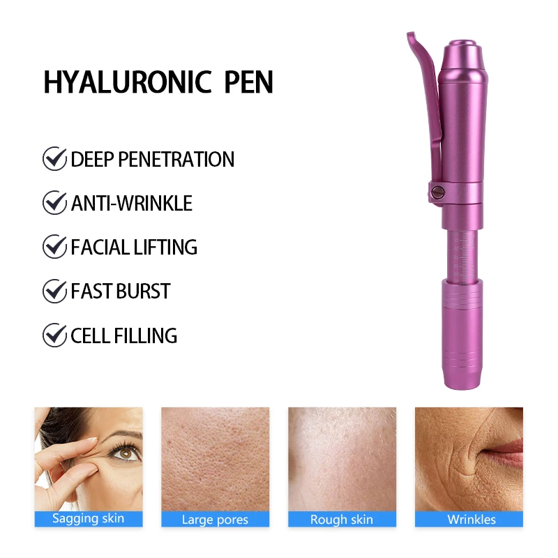 Stylo Acide Hyaluronique 2 en 1, Atomiseur de Seringue à Acide Hyaluronique, Déformation des Imperfections, Épaississement des Lèvres, Pression Réglable