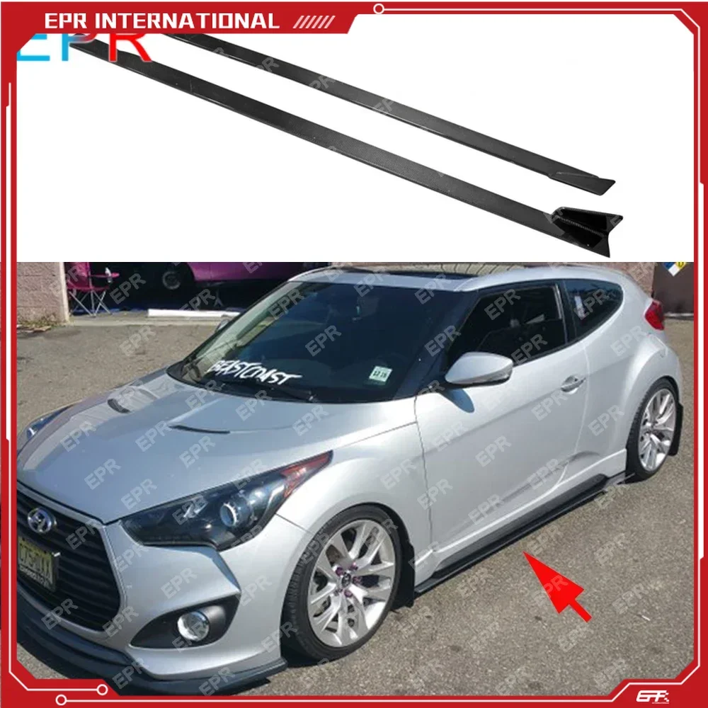 For Hyundai Veloster Carbon Fiber Side Skirt Bottom Line Car Part Body Kit Side Skirt Extension For Veloster Tuning