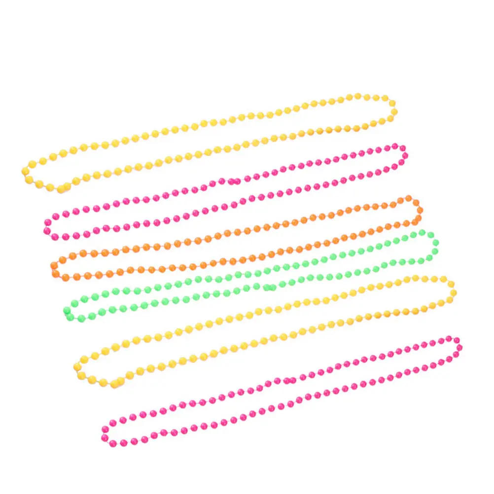 Paquete de 6 collares de cuentas de neón de 80 cm de largo, cadena de cuentas cómoda e irrompible para fiestas temáticas de los años 70 y 80, vestidos de despedida de soltera, disfraces