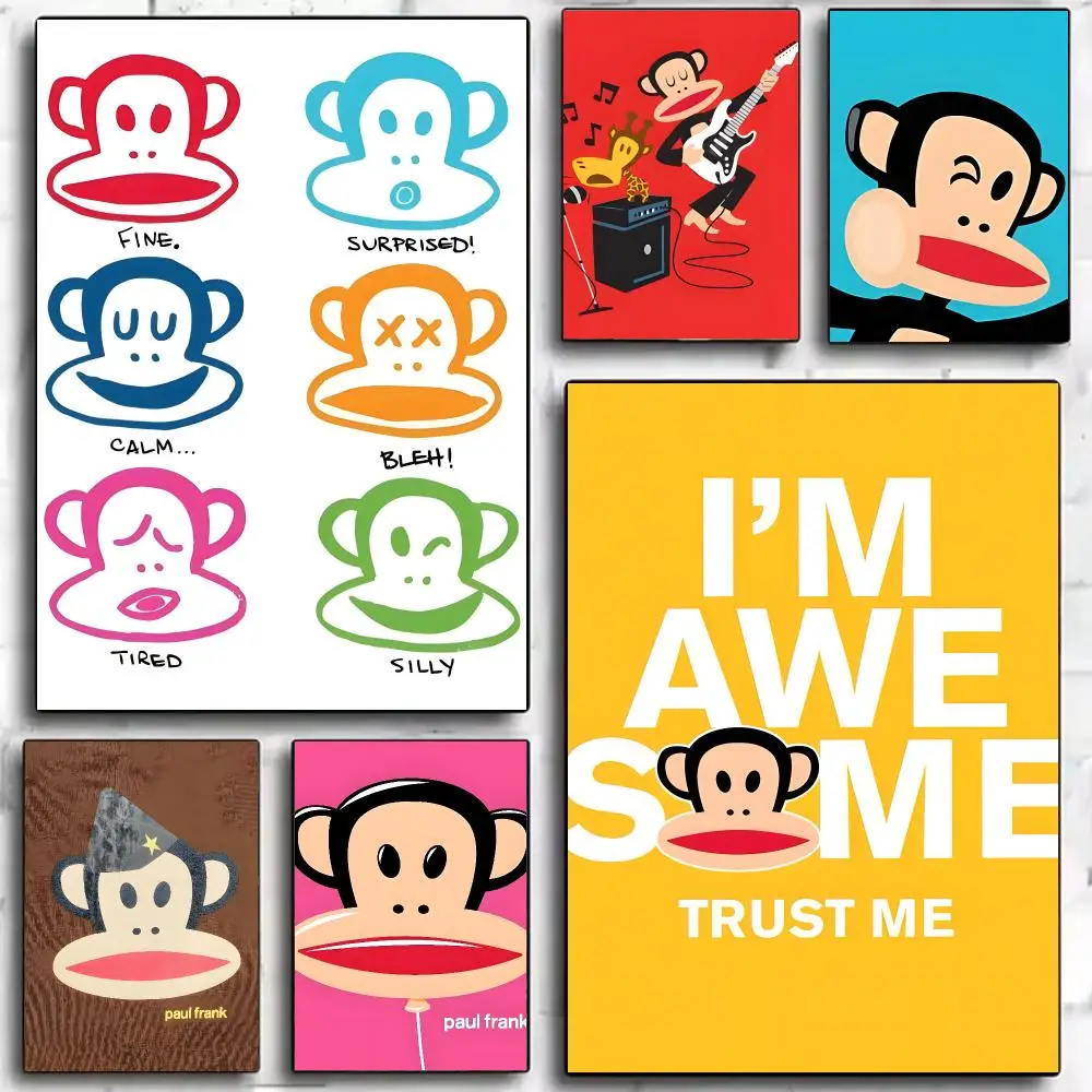 Quirky Brand P-paul Frank Poster Trendy Aesthetic Self-Adhesive Wall Poster Room Decor for Bedroom & Dorm