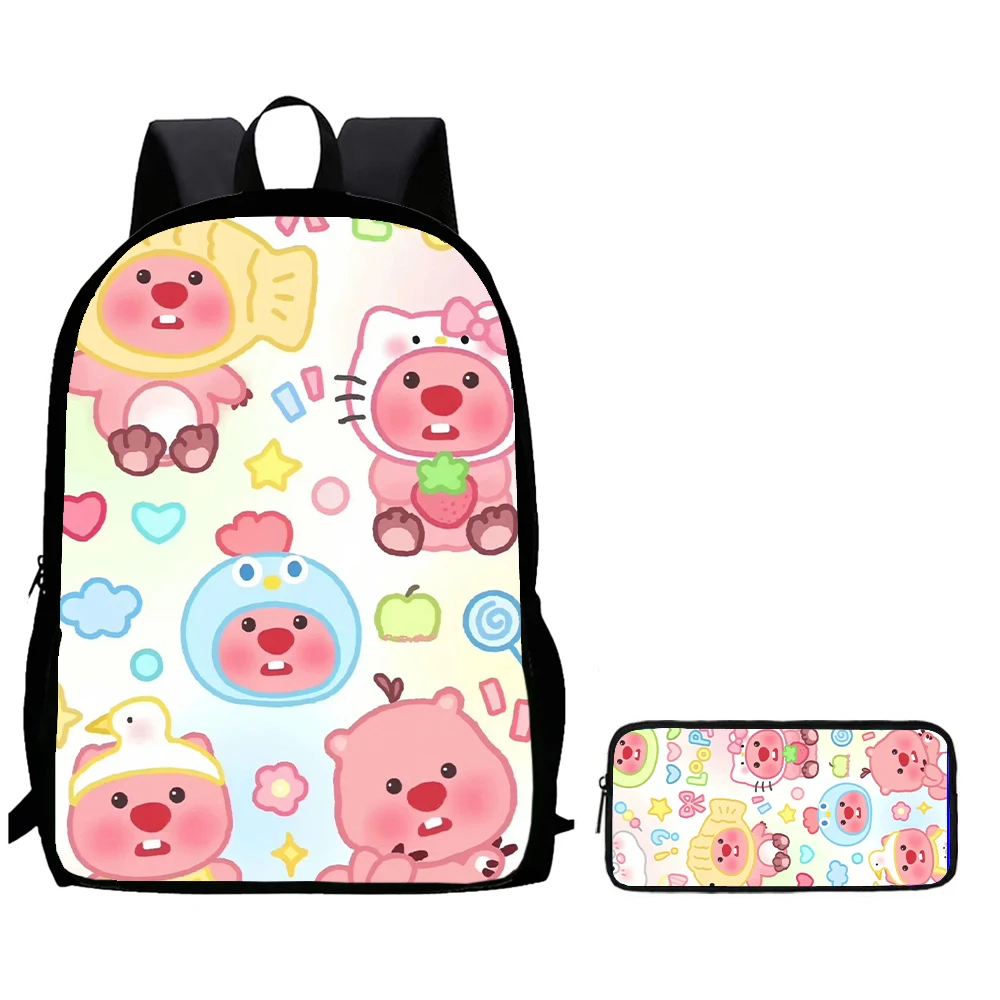 

2Pcs Set Child Backpack With Pencil Bags,Cartoon Loopy School Bags for Boys Girls,Durable School Bags for Kindergarten