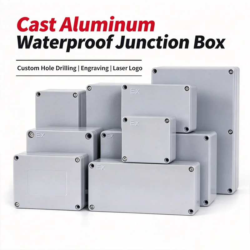 Outdoor IP67 Waterproof Cast Aluminum Junction Box Explosion-Proof Electronic Project Enclosure Case for Industry