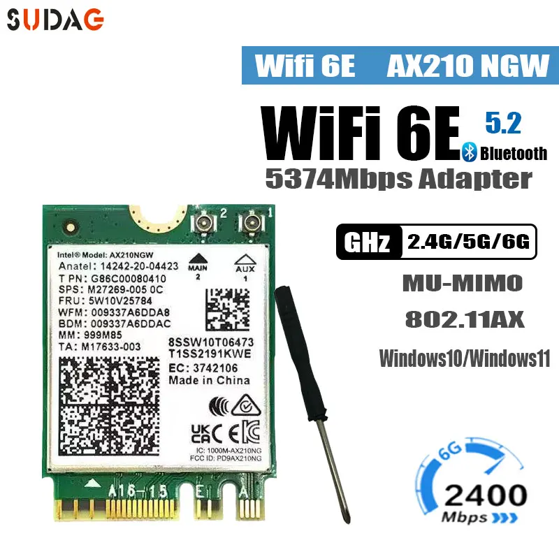 Tri band Intel AX210 AC9260 AX200 6 802.11AX AX210NGW 5374Mbps sem fio Wi-Fi sem fio 8265 8260 7265 7260 3168 3165 3160 M. 2