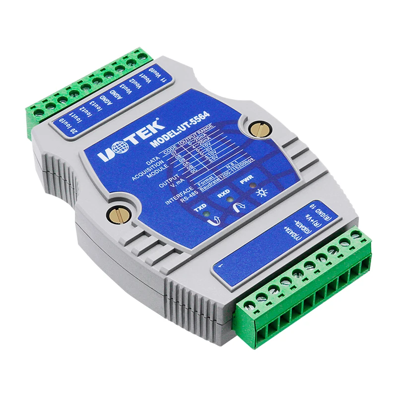 UOTEK Modulo di uscita analogica remota RS485 a 4 canali e modulo di controllo con protocollo Modbus RTU UT-5564A
