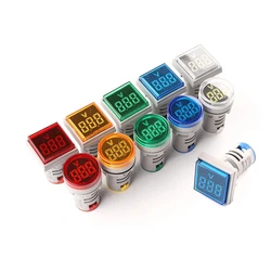 22MM AC 20-500V Digital Display Round Square Voltmeter Voltage Tester Detector Meter LED Signal Light lndicator