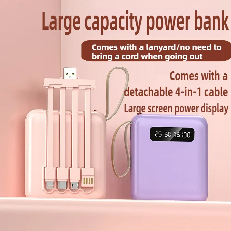 

20000mAh Mini Comes with A Detachable Three Wire Power Bank and A Portable Power Bank For iPhone Samsung Huawei