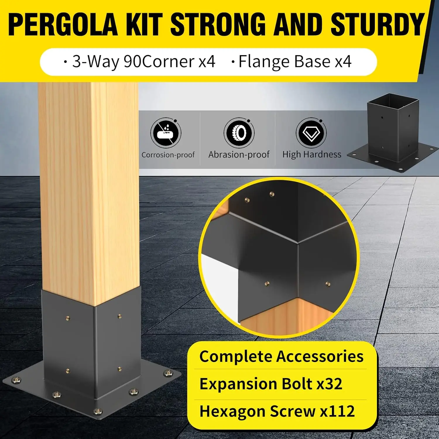 Modular Kit Hardware Pergola exterior moderno, DIY Elevated Wood Stand Kit, Inclui 4 Bra