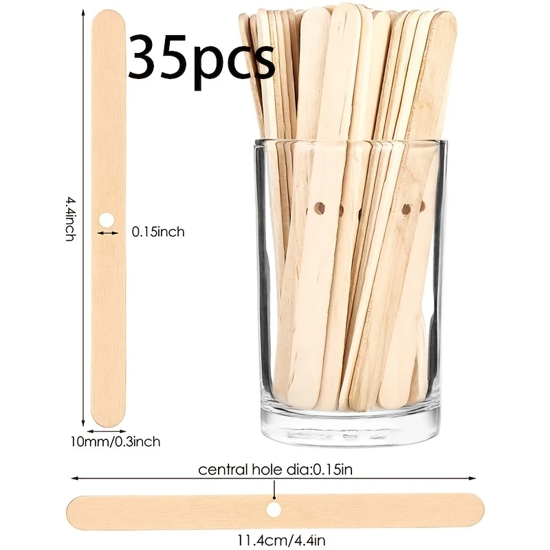 35Pcs Wooden Candle Wick Holders 11cm Length Hole Diameter Wick Centering Device Essential DIY Handmade Aromatherapy Candle Tool
