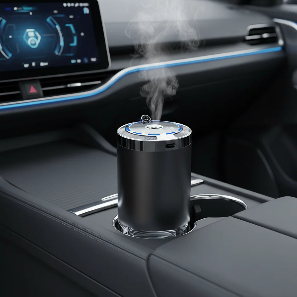 Smart Electric Car Fragrance With Digital Display 3 Modes Adjustable Mist Output Essential Diffuser Portable Car Air Purifier