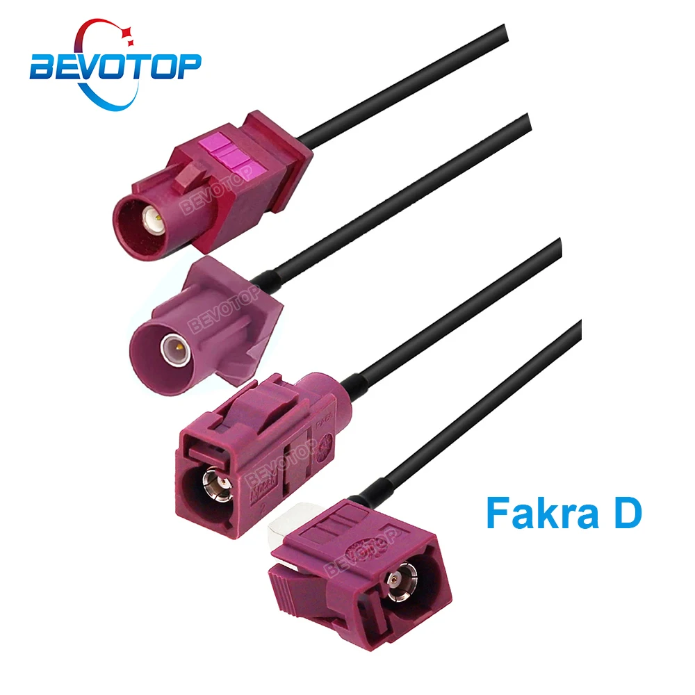 1 peça bordeaux roxo fakra d codificação macho fêmea rg174 trança para gsm rf coaxia cabo de extensão fakra jumper 10cm ~ 20m bevoop