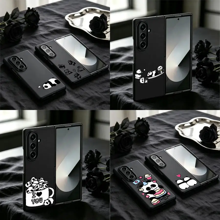 Mug Panda Text Graphic Case for Samsung Galaxy Z Fold 8 Ultra Z Fold 7 6 3 ZFold7 Z Fold8Ultra ZFold6 ZFold4 ZFold5 Phone Cover