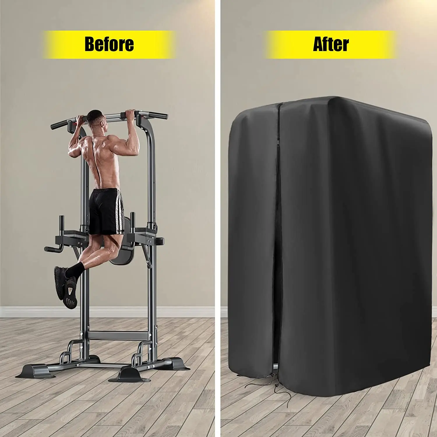 Pull Up Bar Station Cover, Pull Up Bar Stand Cover for Power Tower Home Strength Training Dip Stands Waterproof & Dustproof