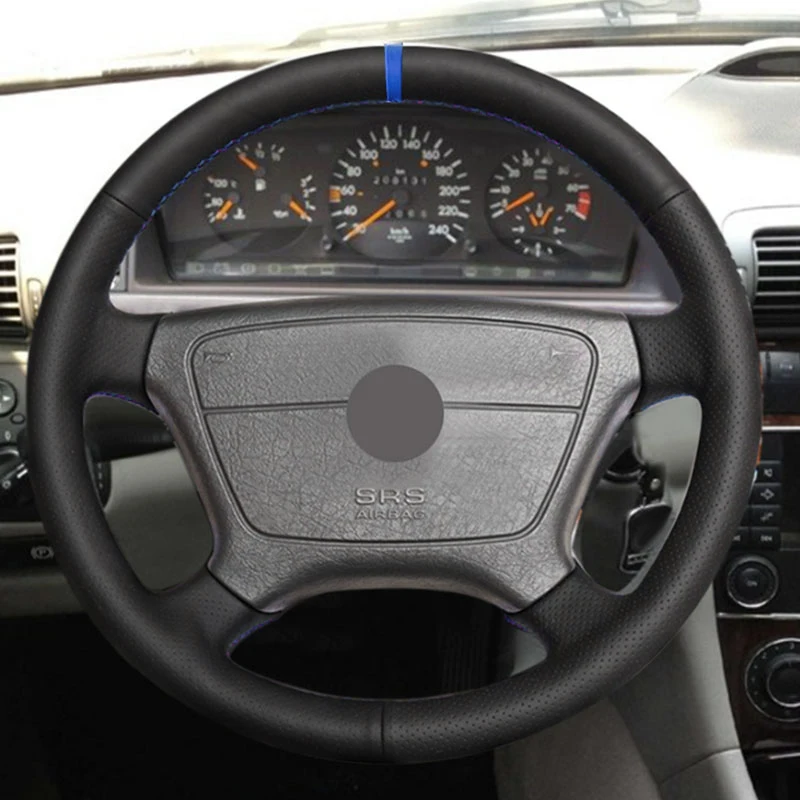 

For Mercedes Benz C CL E S Class W202 W140 C140 W210 W124 1994 1995 Car Interior Steering Wheel Cover Perforated Leather Trim