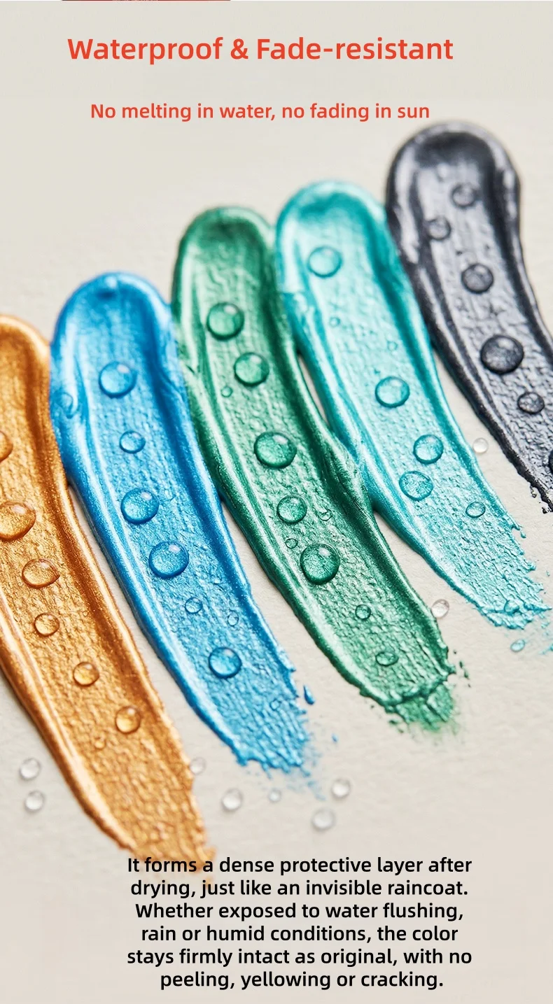 100 ml goldene Farbe, Metall-Acrylfarbe, wasserfestes Pigment, handgemalte Wandmalerei, Kunst, Perlglanzpigment, Statuenfärbung – Detail 4